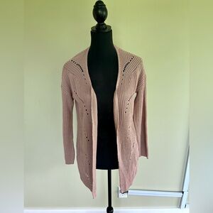 Pink Rose lavender blush knit cardigan sweater. Size medium